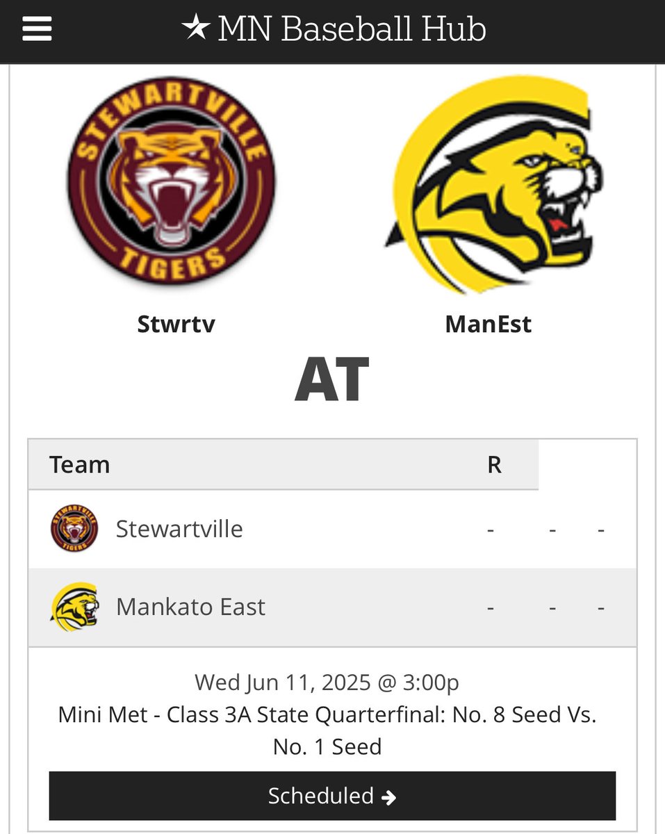 Josh Brooks - Big 9 (@joshbrooksbig9) on Twitter photo Class 3A State Quarterfinal
βΎοΈStewartville πβ¦<a href="/MankatoEastBase/">Mankato East Baseball</a>β©
πJordan, MN
ποΈMini Met
π3 P.M. Varsity
π»β¦<a href="/TheFANMankato/">The Fan Mankato</a>β©
π»β¦<a href="/NSPNminnesota/">NSPN - Minnesota</a>β© Class 3A State Quarterfinal
βΎοΈStewartville πβ¦<a href="/MankatoEastBase/">Mankato East Baseball</a>β©
πJordan, MN
ποΈMini Met
π3 P.M. Varsity
π»β¦<a href="/TheFANMankato/">The Fan Mankato</a>β©
π»β¦<a href="/NSPNminnesota/">NSPN - Minnesota</a>β©