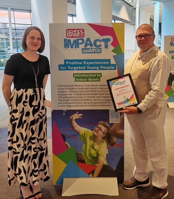 Delighted to win Highly Commended <a href="/YourSchoolGames/">School Games</a> Impact Awards for our Introduction to Indoor Bowls programme! With thanks to Andy and all the volunteers at Banbury Cross Indoor Bowls Club! 

#northoxssp #makingadifference #award #schoolsports
