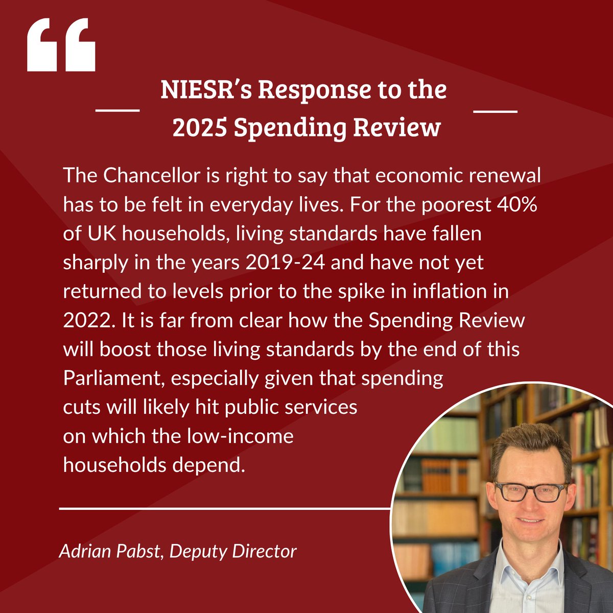<a href="/EconSteveM/">Stephen Millard</a> "It is far from clear how the #SpendingReview will boost living standards [for the poorest 40% of UK households] by the end of this Parliament, especially given that spending cuts will likely hit public services on which the low-income households depend"

<a href="/AdrianPabst1/">Adrian Pabst</a> ⬇

3/n 🧵