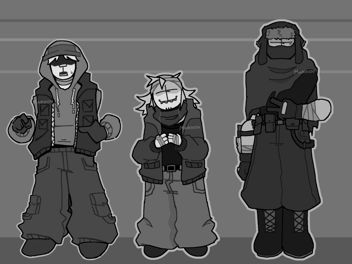 My friend's ocs along with mine:)