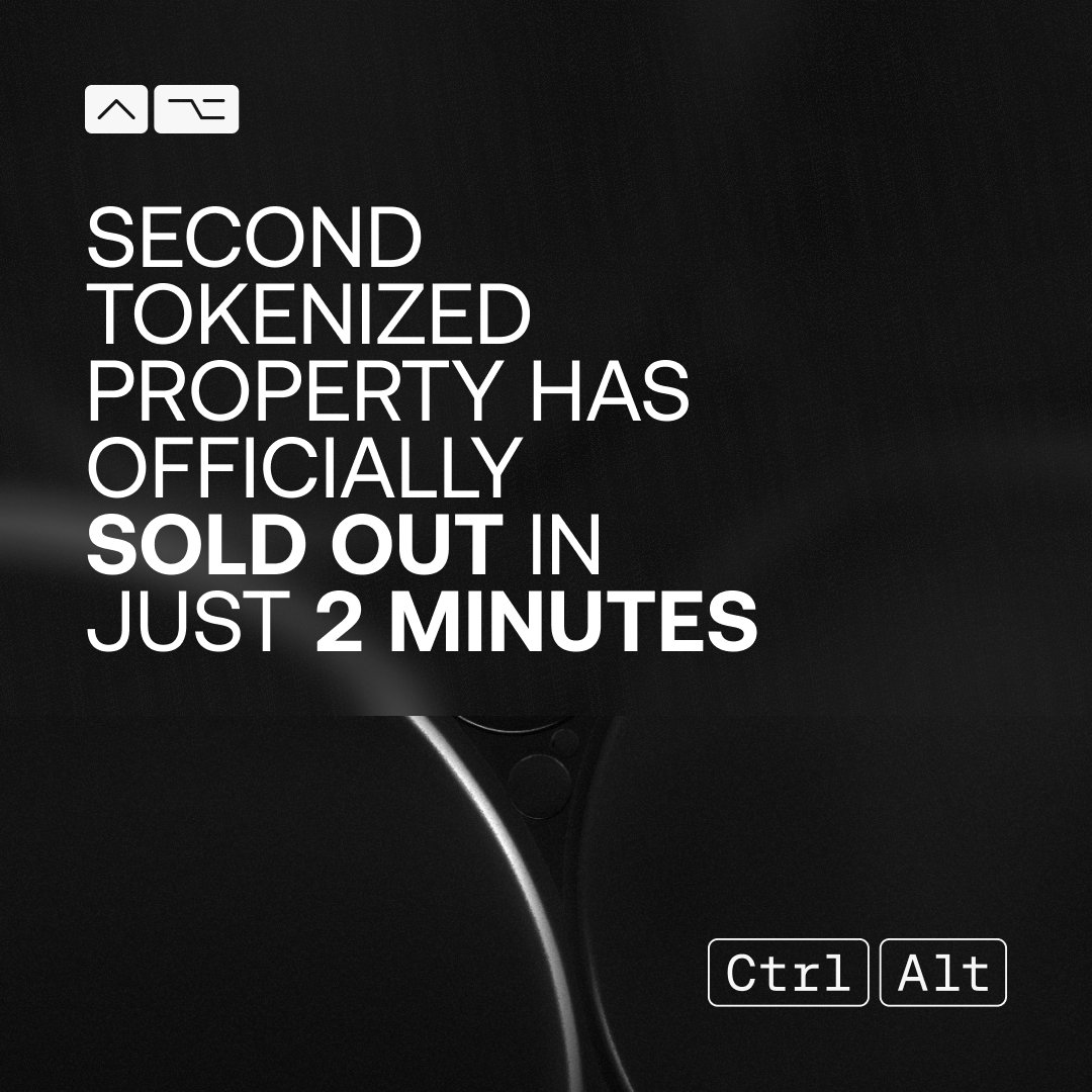 Ctrl Alt (@joinctrlalt) on Twitter photo Another milestone for real estate tokenization in Dubai.
The second DLD property sold out in 2 minutes. 149 investors from 35 nationalities joined in.
Proud to power this with Ctrl Alt’s tokenization infrastructure alongside <a href="/PRYPCOMint/">PRYPCO Mint</a>, VARA and the Central Bank of the UAE. Another milestone for real estate tokenization in Dubai.
The second DLD property sold out in 2 minutes. 149 investors from 35 nationalities joined in.
Proud to power this with Ctrl Alt’s tokenization infrastructure alongside <a href="/PRYPCOMint/">PRYPCO Mint</a>, VARA and the Central Bank of the UAE.