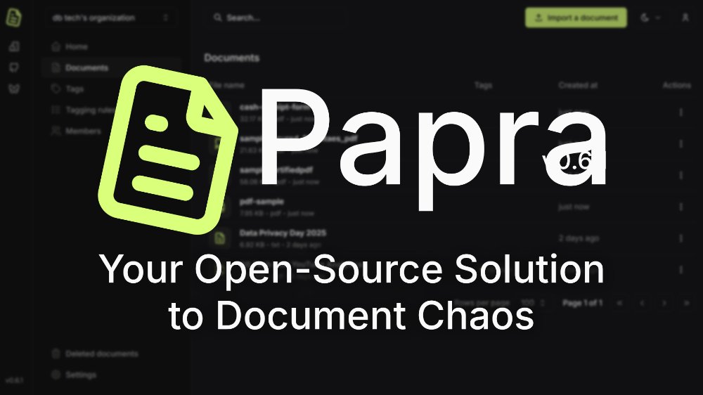 📂 Tired of document chaos? Meet Papra! 🚀

The open-source, self-hosted document management tool you NEED! Watch the full setup &amp; demo here: 

youtu.be/r3DdVXZ06Ho

#Papra #OpenSource #SelfHosted #Productivity