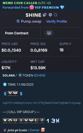 dolphincalled's tweet photo. πͺ π¦π’πππ‘π
#TOOFY #OBVIOUS #SNIBBU #ZENAI #YOU #OPAIUM #ROBOTAXI #XCHAT #NOBODY #GIGAMASK
TIME: 11/6/2025
#SHINE
CA: 2qKFErn4UkqVzteerJKrSTNjGwK5thW7tQEWb7ztpump
ππππ 13πππππ 135K MCAPπ
WIN: 10.3X
FOLLOW TG: https://t.co/PTkIzpFb6Y #Solana #memecoins #Memes https://t.co/SNL5KKquvL