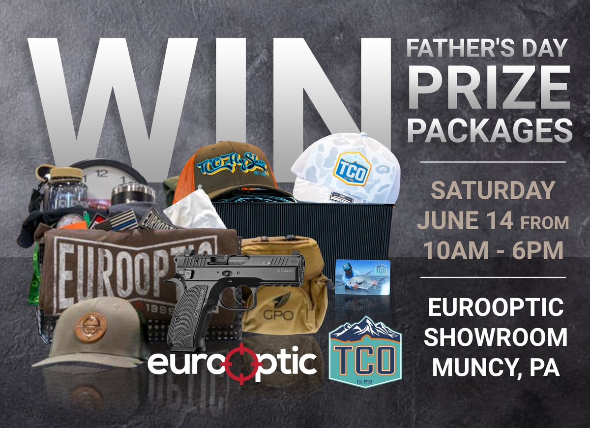 Father’s Day Giveaway – This Saturday!
Join us this Father’s Day for a chance to win exclusive giveaway packs from EuroOptic and TCO
GRAND PRIZE: A brand-new CZ Shadow 2 Carry
Grand prize is open to both in-person and online entries! 
Sign up to win here: eurooptic.com/eurooptic-even…