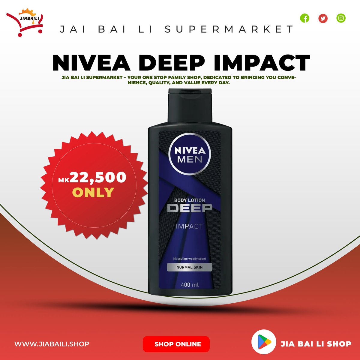 jiabailishop's tweet photo. Smooth Skin, Smart Deals!
Get your Nivea lotions, gels & sprays at unbeatable prices – only at your family shop, Jia Bai Li Supermarket!

Download our app on Playstore and Shop online : https://t.co/euyTdyo0dt
Or Shop online now at https://t.co/XFKqaIQXyH
Family-friendly.