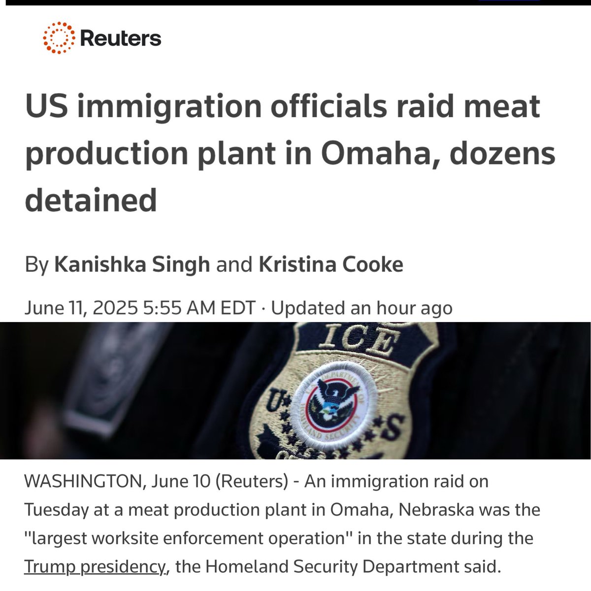 We’re told immigrants don’t work, but they raid workplaces.

We’re told hiring undocumented immigrants is illegal, but they never arrest the employers, just the employees.

We’re told this is about safety, but it’s really about furthering a white nationalist agenda.
