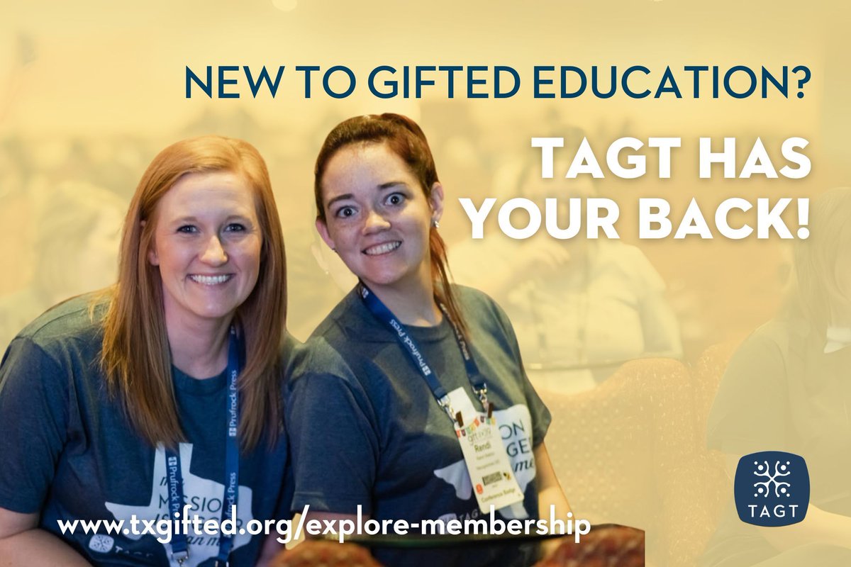 Tag a fellow G/T educator who should be part of TAGT!

Gifted education is better when we support each other. Join the community and thrive in your career in G/T education!

Explore membership: bit.ly/tagtjoin
#TAGT #giftededucation #whygt