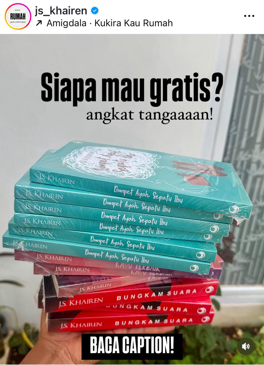 Yg mau novel gratis, di X baru besok. Gue pikirin dulu mekanismenya yg lucu, dan gampang.

Sekarang di IG dulu. Tiap platform pemenangnya akan beda2.