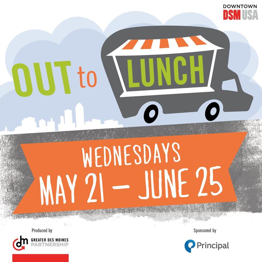 Out to Lunch is happening today from 11 a.m.–1:30 p.m. at University of Iowa <a href="/TippieIowa/">Tippie College of Business</a> (12th Street from Grand to Locust) with <a href="/lanismusic/">Lani</a>. Get outside and enjoy a vibrant #downtownDSM!

Check out the food vendors: ow.ly/LHcx50W5FSW