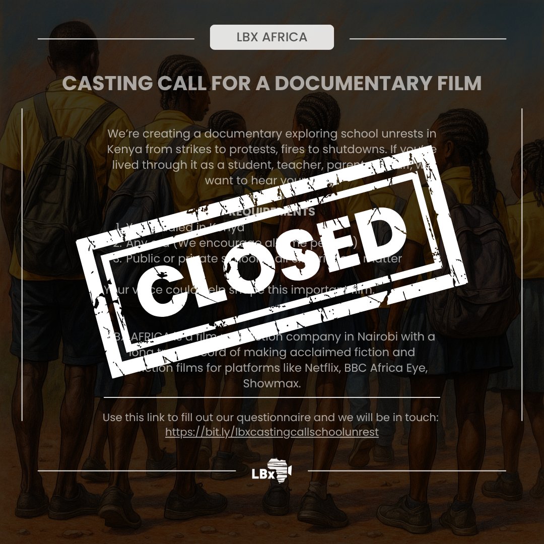 Our call for stories on school unrest in Kenya is now officially closed, and we are deeply grateful for the overwhelming response. Over 600 entries came in from across the country.🙌🏾

If you submitted, please keep an eye out, we’ll be in touch. 

#SchoolUnrest #KenyanFilm