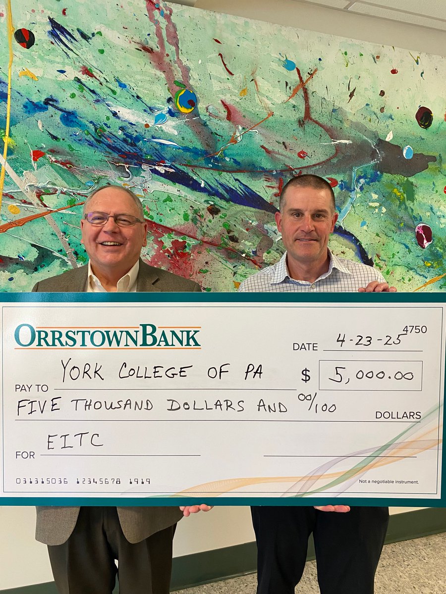 Proud to support @YorkCollege with a donation through #EITC! Together, we invest in education and future leaders. #OrrstownBank #InvestInEducation #CommunityImpact