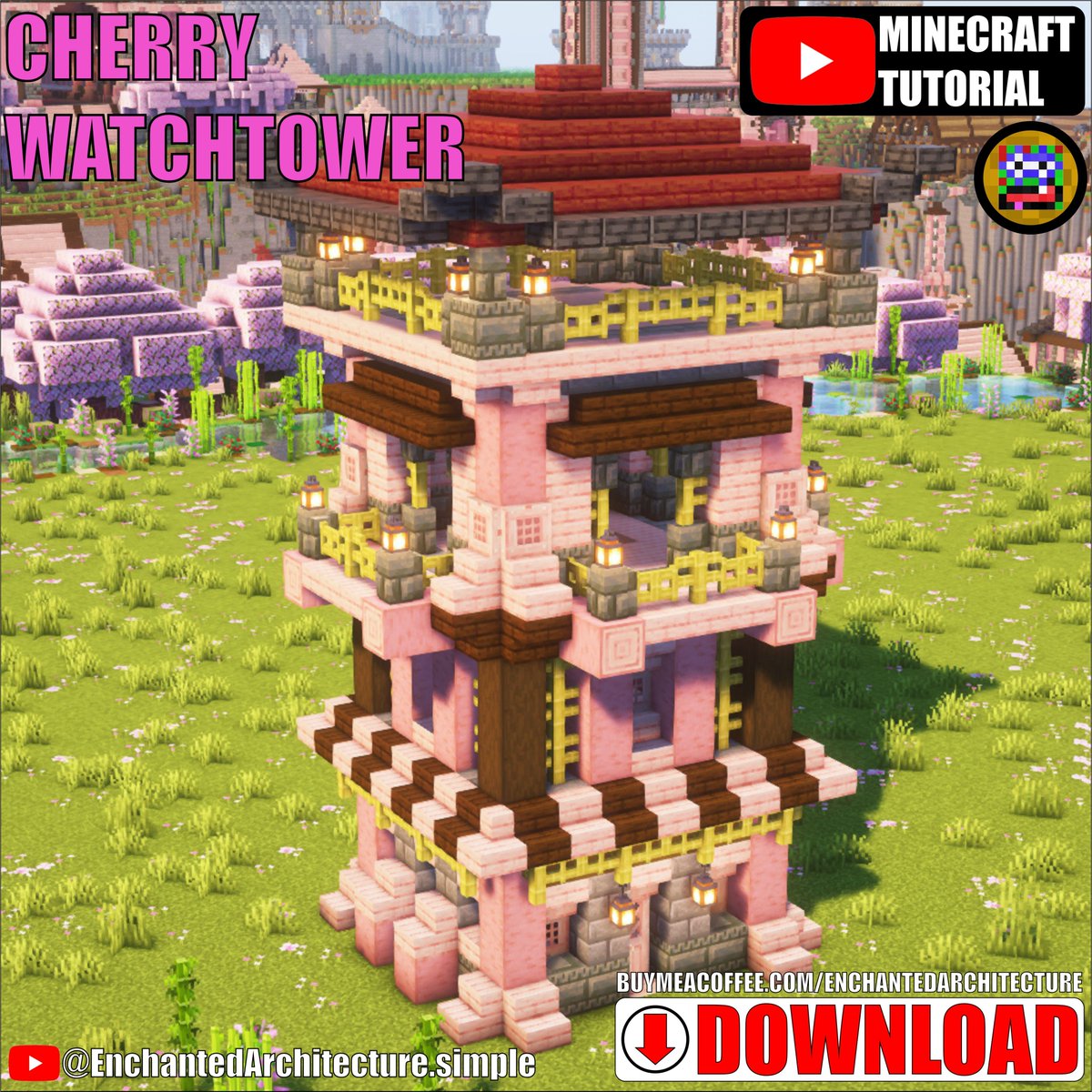 MC_EnchArch's tweet image. Minecraft Simple Cherry Blossom Watchtower
Tutorial: youtube.com/@EnchantedArch……Schematic: buymeacoffee.com/EnchantedArchi…
#minecraft #minecrafttutorial #minecraftbuilds