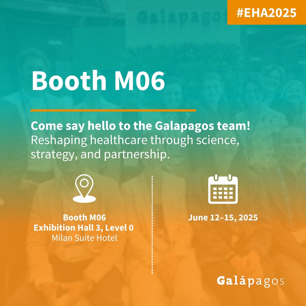 Come say hello at #EHA2025!

We’re excited to connect in Milan at one of the year’s leading hematology gatherings.

📍 Booth M06 | Milan Suite Hotel, Milan, Italy
📅 June 12–15, 2025

Discover how we’re #PioneeringForPatients.

#GLPG