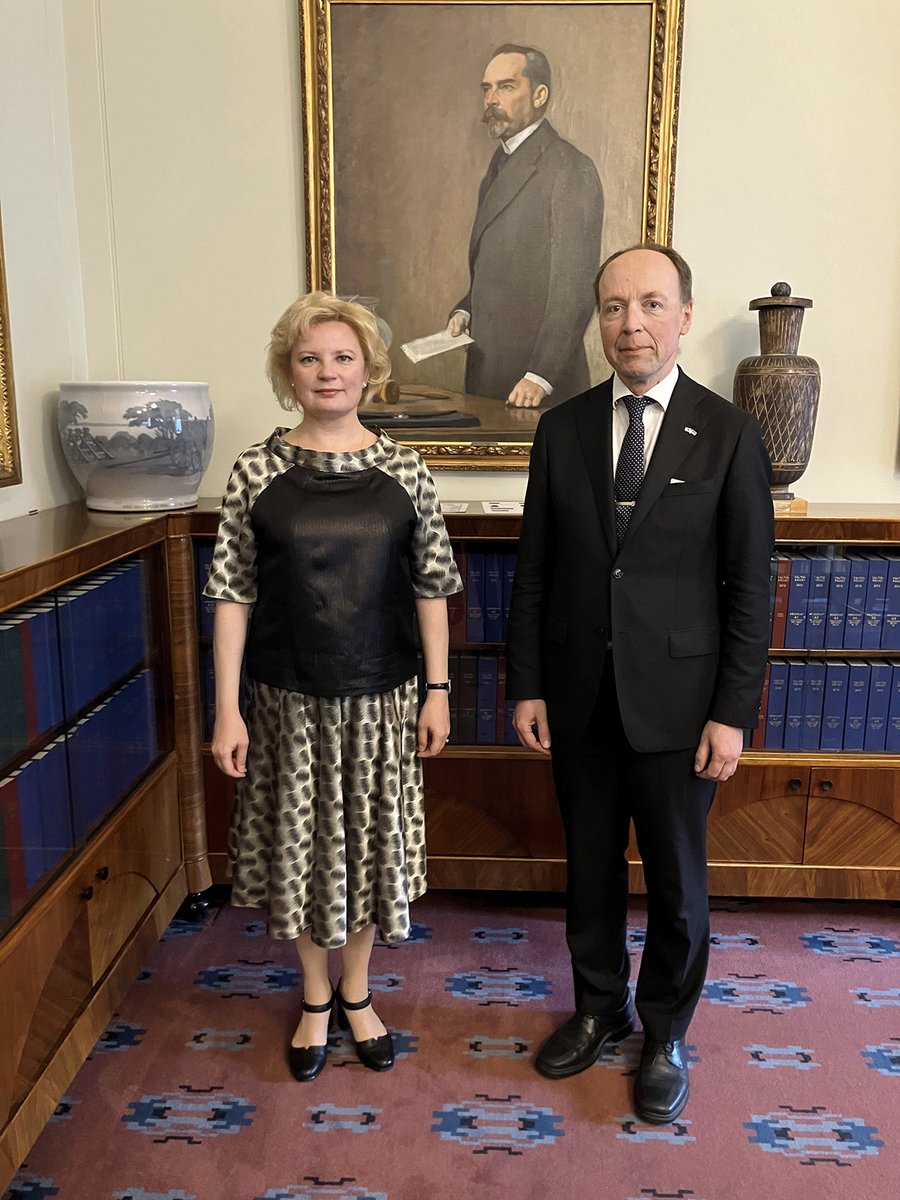 SuomenEduskunta (@suomeneduskunta) on Twitter photo Speaker <a href="/Halla_aho/">Jussi Halla-aho</a> had a farewell meeting with the 🇺🇦 Ambassador, H.E. Mrs Olga Dibrova. The Speaker expressed his gratitude personally and on behalf of Eduskunta for the excellent cooperation. Eduskunta and the whole Finnish society is still behind Ukraine. Дякую, Ольго! Speaker <a href="/Halla_aho/">Jussi Halla-aho</a> had a farewell meeting with the 🇺🇦 Ambassador, H.E. Mrs Olga Dibrova. The Speaker expressed his gratitude personally and on behalf of Eduskunta for the excellent cooperation. Eduskunta and the whole Finnish society is still behind Ukraine. Дякую, Ольго!