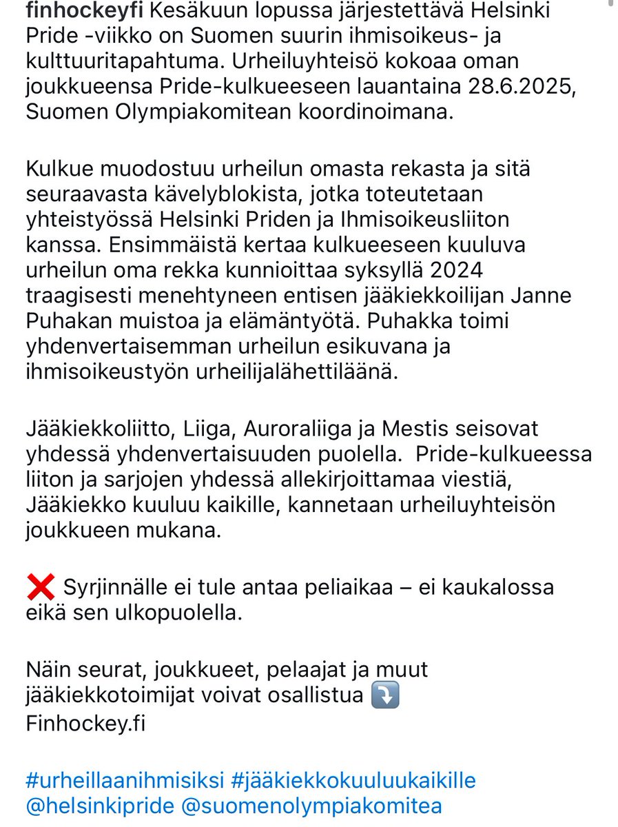 Jääkiekko kuuluu kaikille🌈