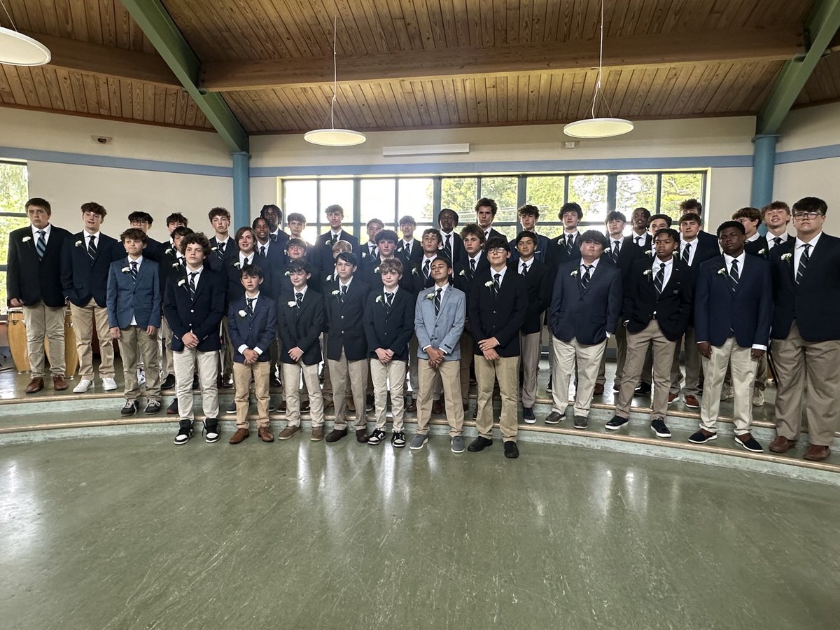 Eighth grade boys prepare to walk the brick pathway to Upper School.⁦<a href="/schacademy/">Springside Chestnut Hill Academy</a>⁩