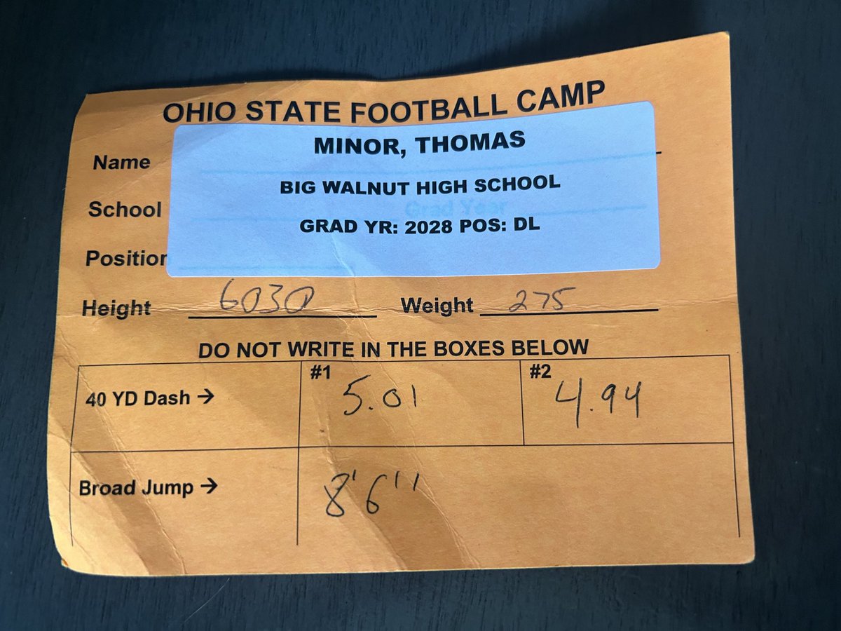 Thomas Minor 2028 (@thomasminor2028) on Twitter photo Had a great time learning and competing at the <a href="/OhioStateFB/">Ohio State Football</a> camp yesterday. Thank you to all the coaches for the opportunity! Had a great time learning and competing at the <a href="/OhioStateFB/">Ohio State Football</a> camp yesterday. Thank you to all the coaches for the opportunity!