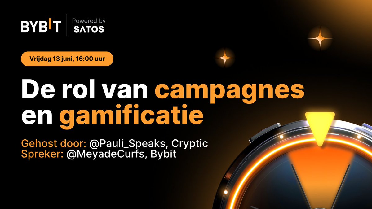 🎙️ Bybit NL spreekt deze vrijdag bij <a href="/Cryptic_Web3/">Cryptic</a> ! 🎙️

@Pauli_Speaks (BD &amp; PR Specialist bij Cryptic) gaat in gesprek met <a href="/MeyadeCurfs/">Meyade Curfs</a> (Regional Sales Executive bij Bybit) over:

 "De rol van campagnes en gamification bij exchanges" 

📅 Vrijdag 13 juni
🕓 16:00

Hoe dragen
