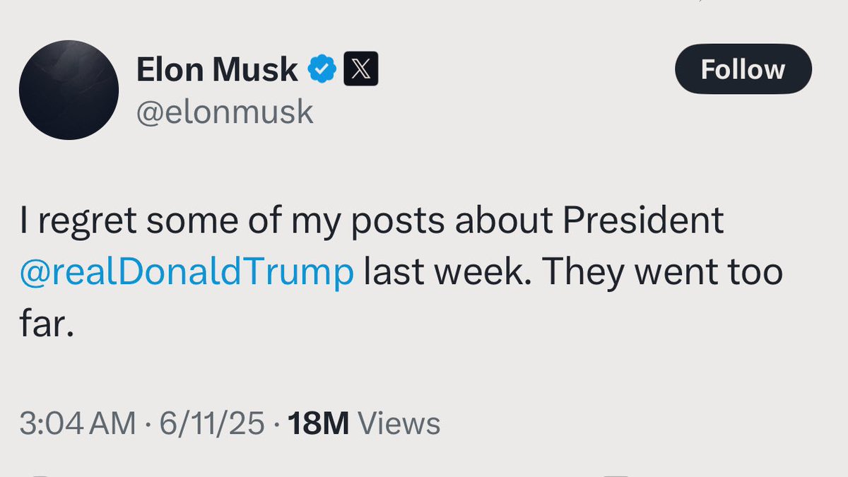 Elon Musk appoligzed to President Trump for his posts last week.

Do you accept his apology?