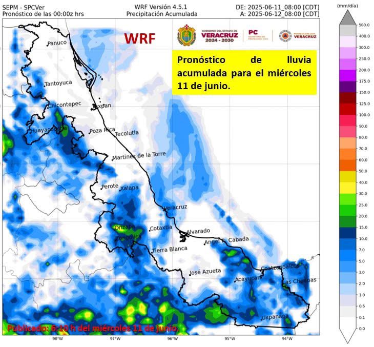 ⛈Amigas y amigos hoy las condiciones para lluvias con tormentas aumentan en varios sectores del estado de Veracruz. Aquí el pronóstico para este miércoles 11 de junio de 2025.👇👇🏽

Consulte: #InformeMeteorológico