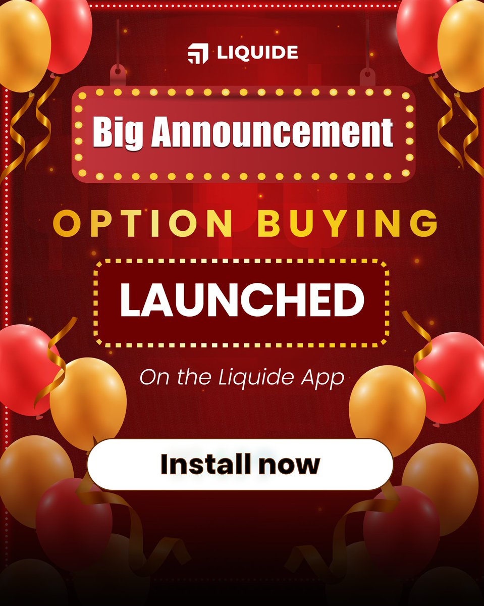Liquide_App's tweet image. 🚨 We Heard You — Option Buying is Now LIVE on Liquide! 🚨

Now, you can trade with confidence using strategies designed to deliver real results.

📲 Download the Liquide app now using the link below!

Link : liquide.sng.link/Cgcf4/20tv/0320

#NewFeatureAlert #Liquide #OptionBuying
