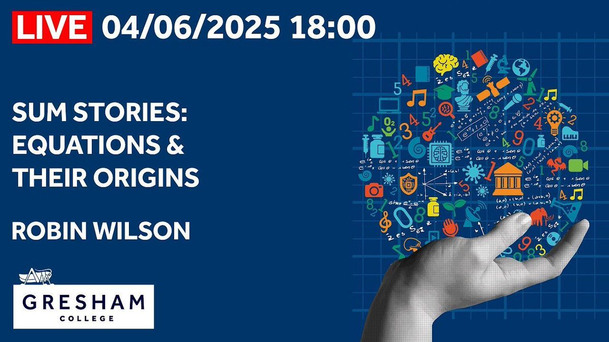 Big thanks to the hundreds of you who attended LMS/<a href="/GreshamCollege/">Gresham College</a> Lecture 2025 with Robin Wilson (<a href="/OUMathsStats/">OU Maths & Stats</a>) either online or in person.

The lecture is now available to watch back in full on YouTube 👇
youtube.com/watch?v=z2DdyT…