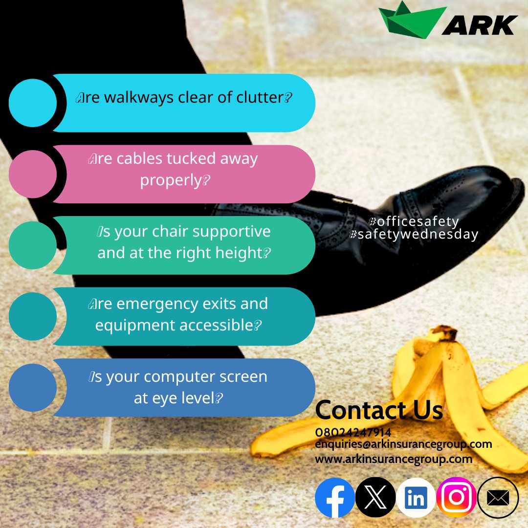 Ark_Insurance's tweet photo. Safety is everyoneās responsibility, because the consequences of risk can be severe
#wednesdaywisdom #RiskManagement #OfficeWellness #SafeWorkplace #HealthInsurance #Travel #Life #Health #marine #property #householders #StayCovered https://t.co/2hPyfZv7vm
