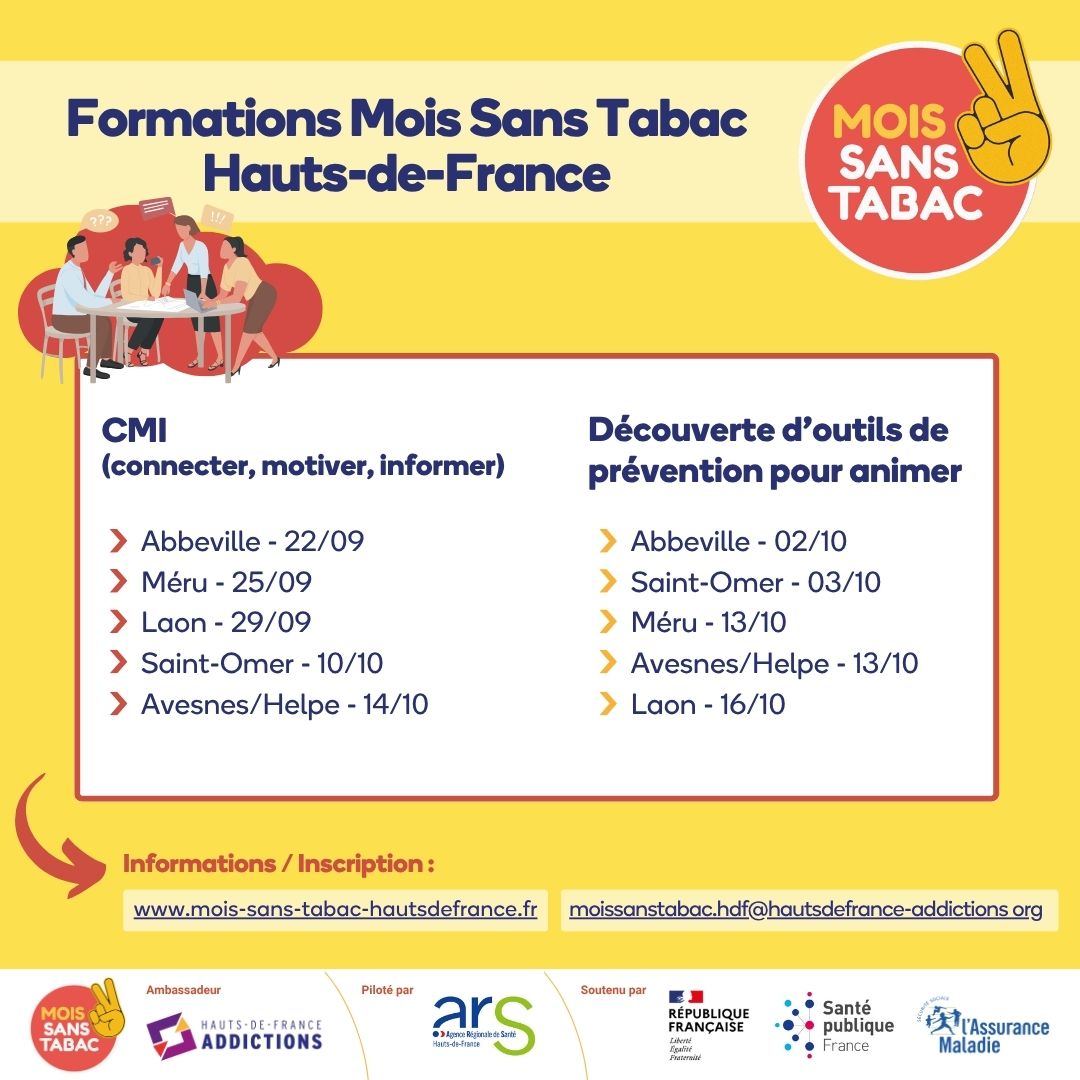 [Newsletter Mois Sans Tabac]

Découvrez notre dernier "Flash Mois Sans Tabac" :
🎁 Rencontres territoriales
🎓 Formations
📅 Agenda
📲 Page LinkedIn
📞 Annuaire régional de ressources en tabacologie

📩 Dernière newsletter et archives :
mois-sans-tabac-hautsdefrance.fr/9/newsletter