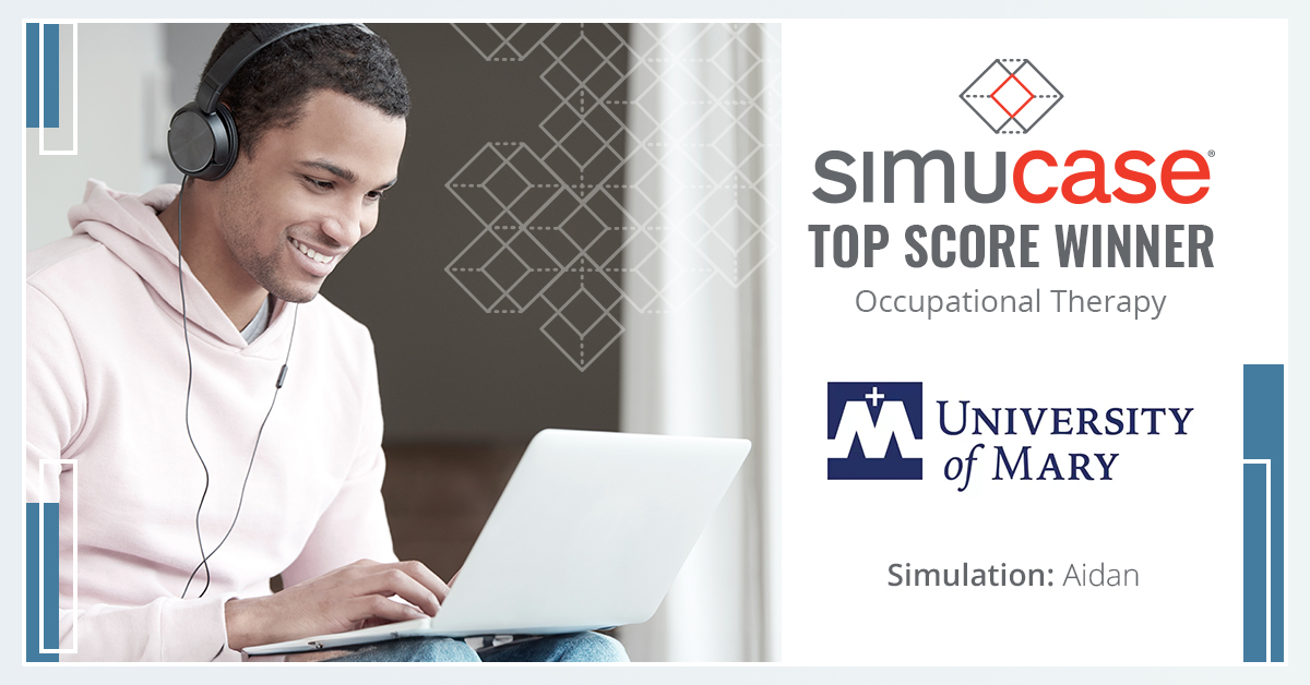 Simucase's tweet image. Congratulations from the Simucase team to @umary and their occupational therapy program, the top score winner for our OT cases this week on #simucase!🥇GO #FutureOTs #ot2b #LifeatMary #UMaryOnline
