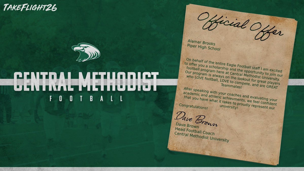 Alamar Brooks (@mar11_8) on Twitter photo After a great conversation with <a href="/TheGodfather_O/">Coach Jesse Ornelas Sr.</a> I’m blessed to receive an offer <a href="/PiratesPiperFB/">Piper Pirates Football</a> <a href="/coleworld50/">Coach Orrick</a> <a href="/cmueaglesFB/">Central Methodist Football</a> After a great conversation with <a href="/TheGodfather_O/">Coach Jesse Ornelas Sr.</a> I’m blessed to receive an offer <a href="/PiratesPiperFB/">Piper Pirates Football</a> <a href="/coleworld50/">Coach Orrick</a> <a href="/cmueaglesFB/">Central Methodist Football</a>