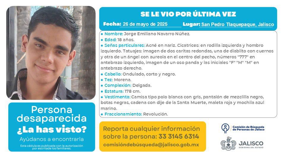ZonaDocs's tweet photo. #Desaparecido #Jalisco Si tienes información llama al 3331456314 o contacta a @BusquedaJal https://t.co/UT0SJxH9oi
