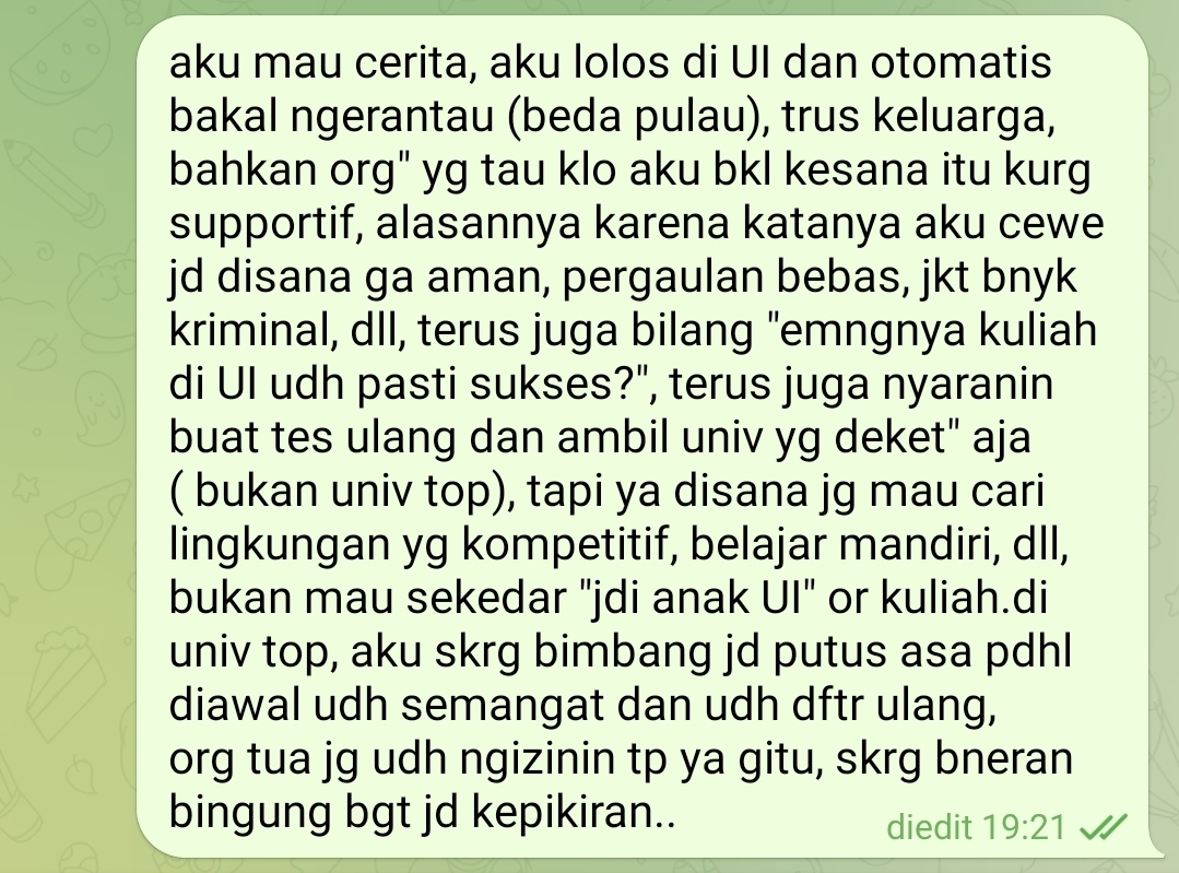 sbmptnfess's tweet photo. ptn! menurut kalian gimana? apa snder nurut aja ya? walaupun agak sedih😕 https://t.co/z9ZKOB6Mpv