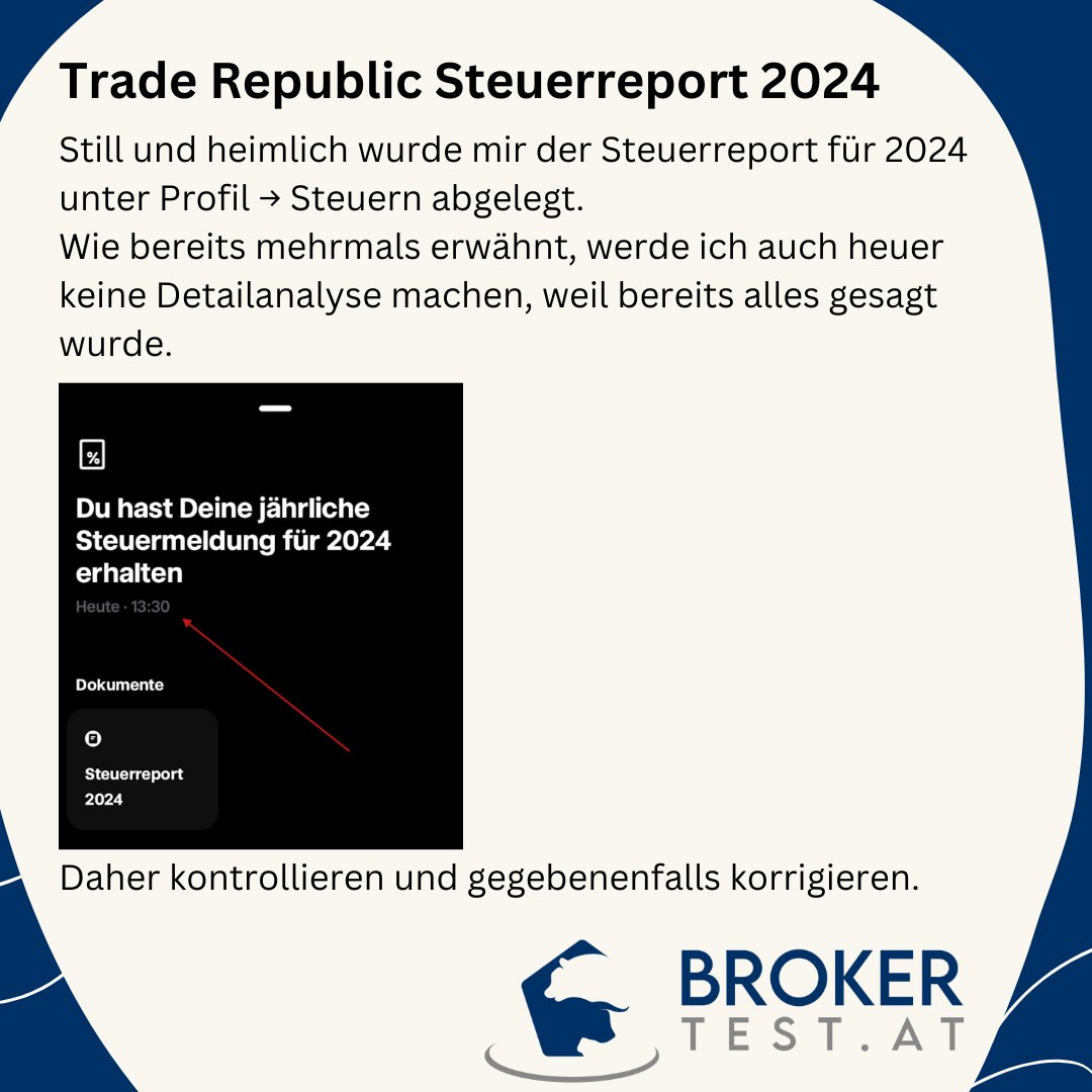 brokertest_at's tweet image. Jetzt ist er da (bei mir zumindest). Der Steuerreport. Auch bei dir? Still wurde mir der Steuerreport für 2024 unter Profil → Steuern abgelegt.

Daher kontrollieren und gegebenenfalls korrigieren.

#traderepublic #steuerreport #endlichda #oesterreich