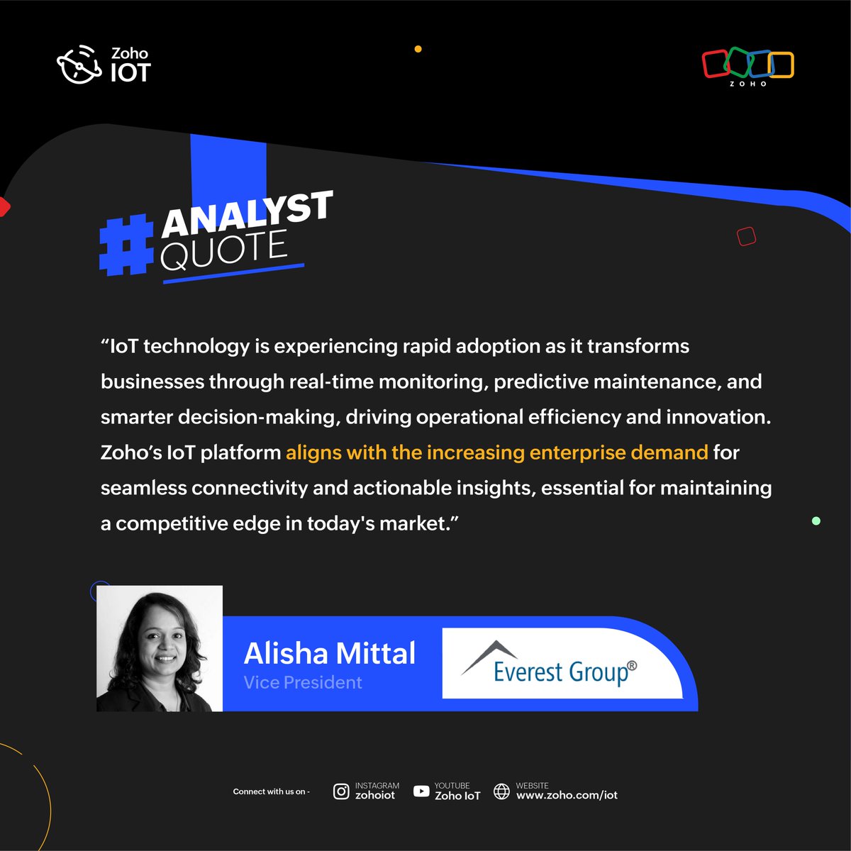 Zoho IoT (@zohoiot) on Twitter photo We constantly scale to keep up with evolving enterprise needs.
Thanks to Alisha Mittal, VP <a href="/EverestGroup/">Everest Group</a>, for noting it down.
If you're looking to make the most out of your smart devices, do let us know: zoho.com/iot/ We constantly scale to keep up with evolving enterprise needs.
Thanks to Alisha Mittal, VP <a href="/EverestGroup/">Everest Group</a>, for noting it down.
If you're looking to make the most out of your smart devices, do let us know: zoho.com/iot/