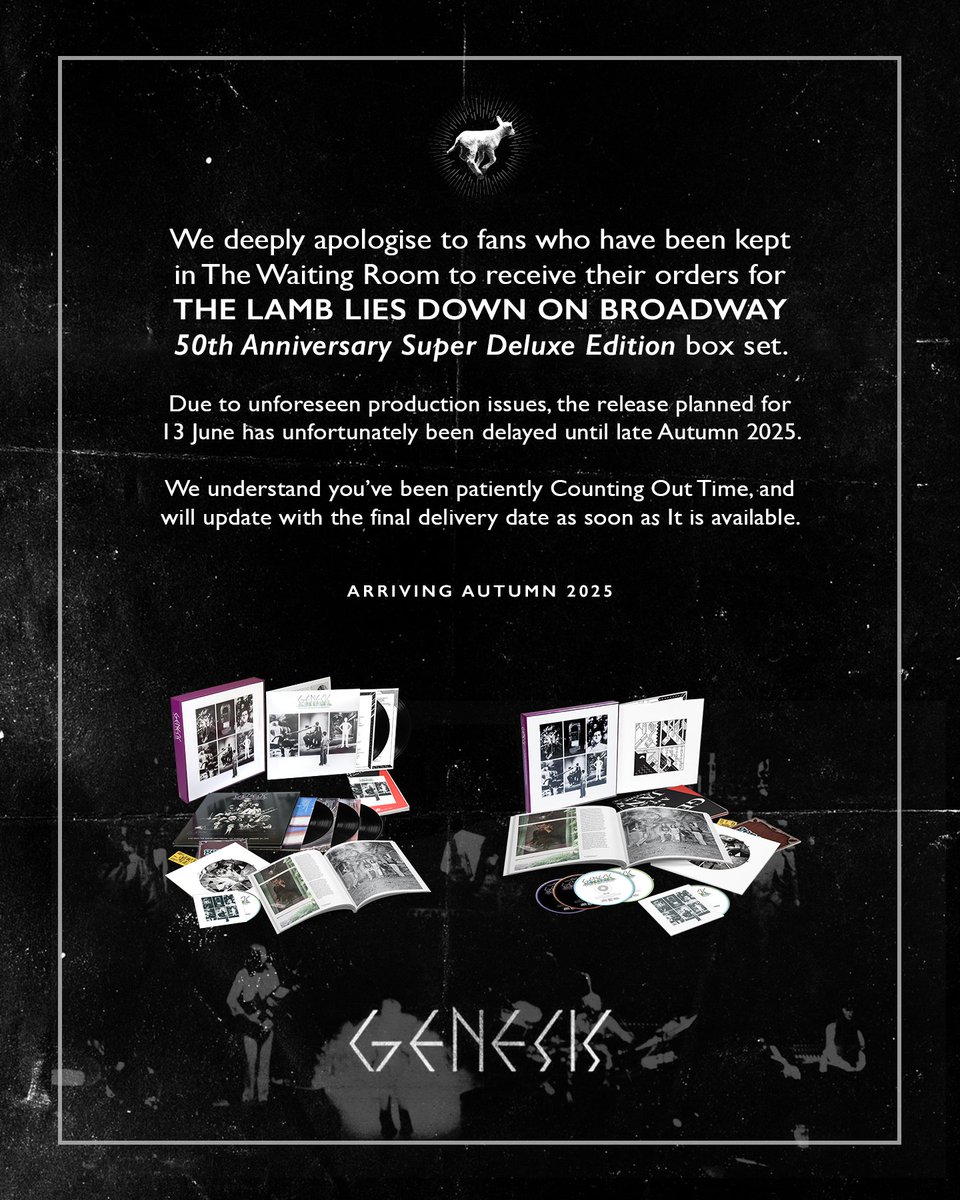 Important update regarding "The Lamb Lies Down on Broadway" 50th Anniversary Super Deluxe Edition.