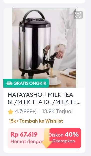 lifya_22's tweet photo. Motong koin 40% voucher diskon 16%

MILK TEA tempat kopi/teh/susu Bucket Dispenser Stainless Steel Termos Besar Es Water Jug Food Grade Material EMBER KAPASITAS 8L 10L 12L
 https://t.co/4HOiR3KgqK

Best Seller Gilingan Mie Molen Pasta GOOD Quality
 https://t.co/Ie9214Thdg https://t.co/ogQP0cysLY