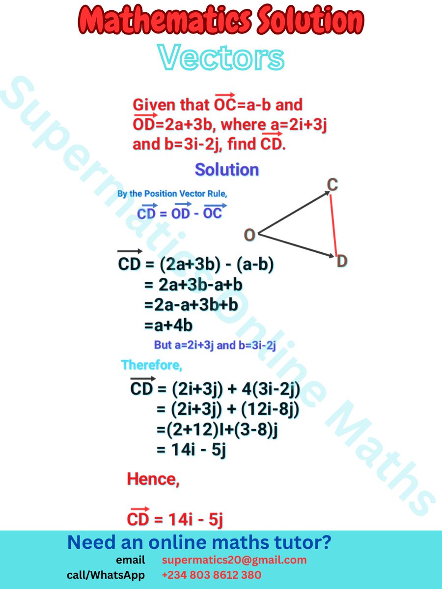 oyediran_tayo's tweet image. Mathematics Solution

Vectors
#vectors 
#vectorspace 
#positionvector 
#subtractionofvectors 
#scalarmultiplication