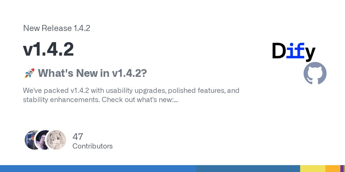🚀 Dify v1.4.2 is here! 

Discover critical security enhancements and stability improvements designed to streamline your AI development workflow.

🛡️ Enhanced Security
We've patched cross-site scripting vulnerabilities and updated Flask-Cors to v6.0.0, strengthening cross-origin