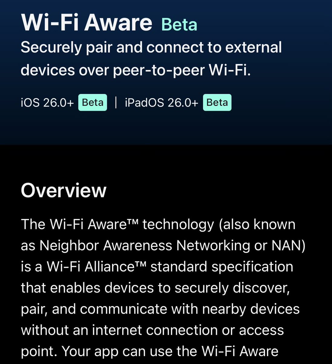 Wi-Fi Aware has huge potential, can already think of a dozen use cases.