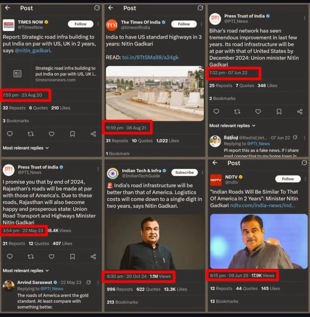 Taareekh pe taareekh mil rahi hai Gadkari Sab, magar America jaise roads nahi mil rahe