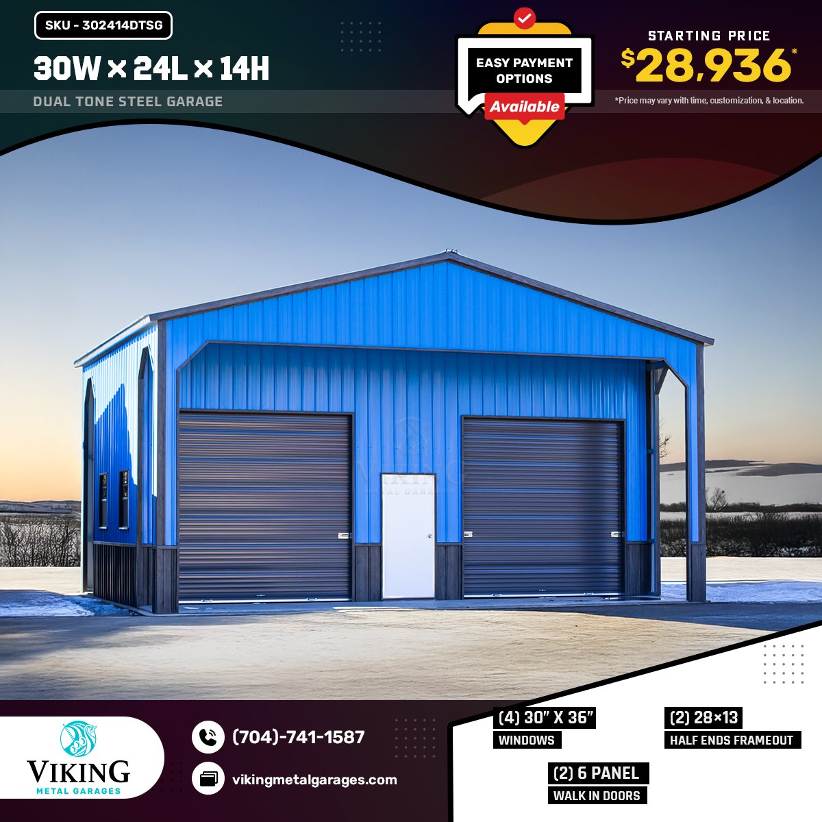 vmetalgarages's tweet image. 🔥 Upgrade your property with our 30x24x14 Dual Tone Steel Garage—rugged, stylish, and spacious!
💵 Starts at $28,936* | Financing available
📞 Call (704)-741-1587 (SKU: 302514TTSB)
🔗 vikingmetalgarages.com/30x24x14-dual-…

#MetalGarage #DualToneDesign #VikingMetalGarages #PrefabGarage