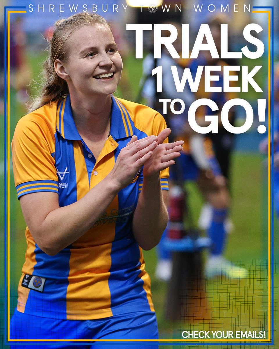 shrewswomen's tweet image. 馃毃| ONLY A WEEK TO GO!
With just under a week to go till our trials get underway, make sure to check your emails for confirmation!
馃敺馃敹#Salop