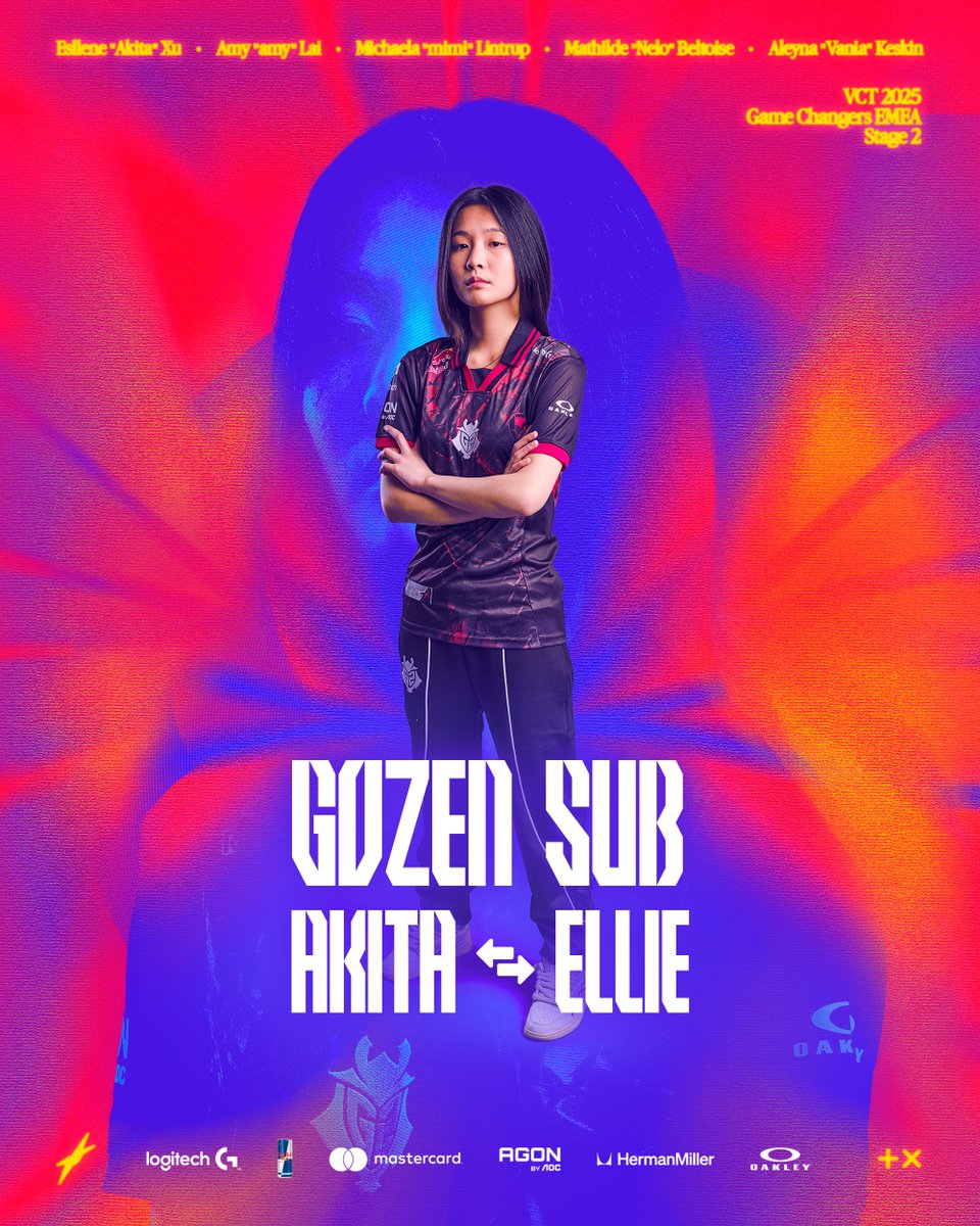 To give heroic a chance (and because Akita's flicks have been so fast she has some wrist pain) we are bringing in <a href="/ellie_vlr/">ellie</a> for our last group stage game against Heroic at 17:00 CEST today.

We wish Akita a speedy recovery ❤️ Show Ellie some love and let's close out Groups