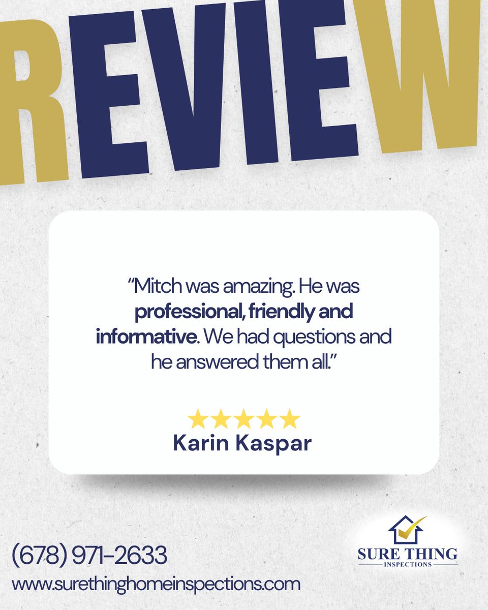 surethinghomein's tweet image. Grateful to all homeowners choosing Sure Thing Home Inspection for quality and peace of mind!
Check out what makes us the go-to inspection team:
surethinghomeinspections.com/reviews/
(678) 971-2633
#SureThingHomeInspections #GeorgiaHomeInspector #HomeInspectionExperts #BufordGAHomes
