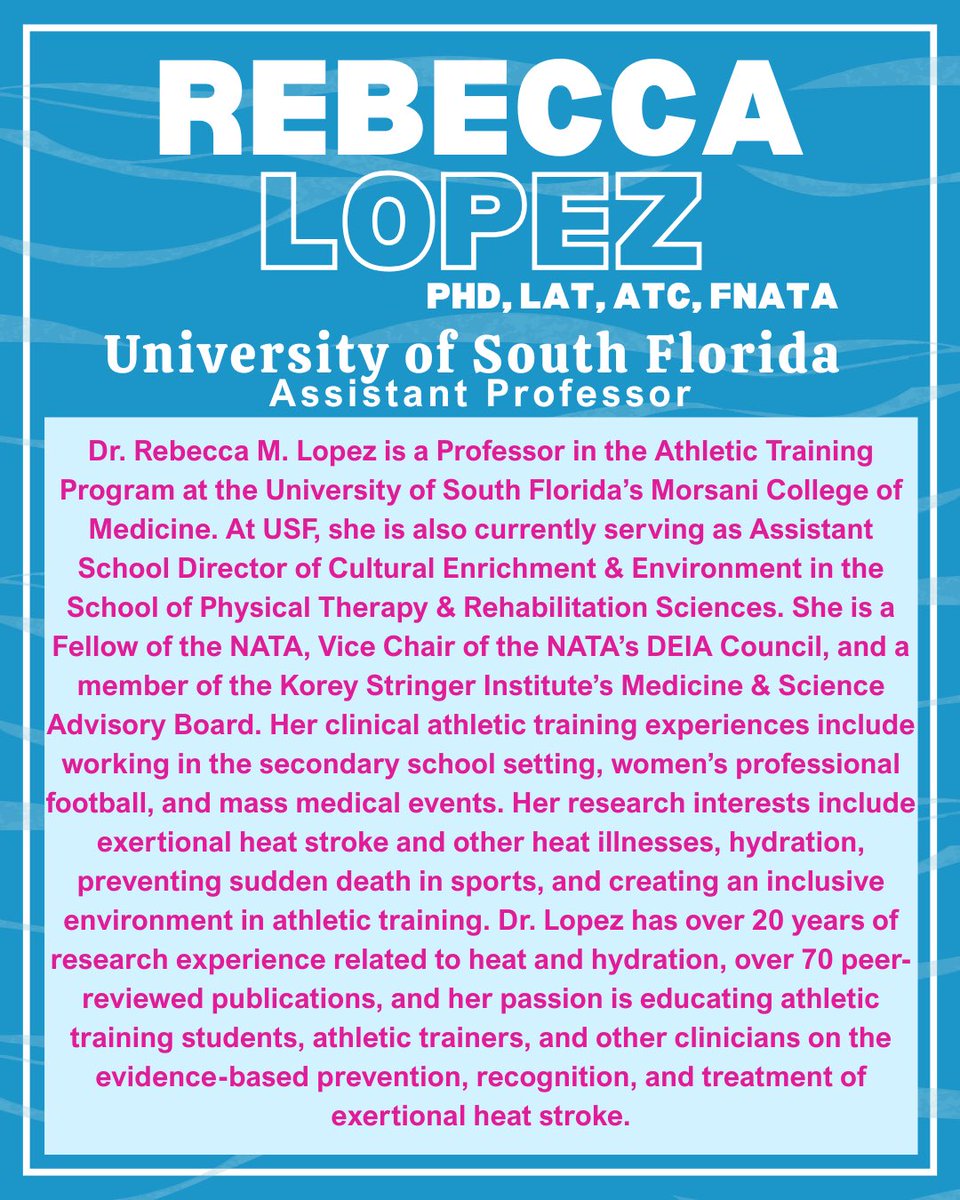 Will you be in Orlando for the 2025 NATA Convention? If so, make sure you check out this presentation by Rebecca Lopez, PhD, LAT, ATC, FNATA. Throughout our #EDAC365 Campaign, we will be highlighting diverse speakers at various conferences and symposiums. Stay tuned throughout