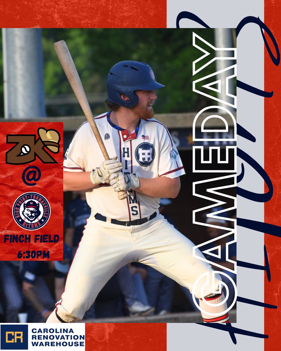 At home for the CPL matchup of the day!

⚾️ | HiToms v.s Asheboro Zookeepers
📍 | Finch Field 
⏰ | 6:30 PM
🎟️ | Link in Bio 
📺 | FloSports.com

Join us tonight for 2 Dollar Dog night at Finch Field! Grab your friends and come on down to help cheer on your HiToms!!