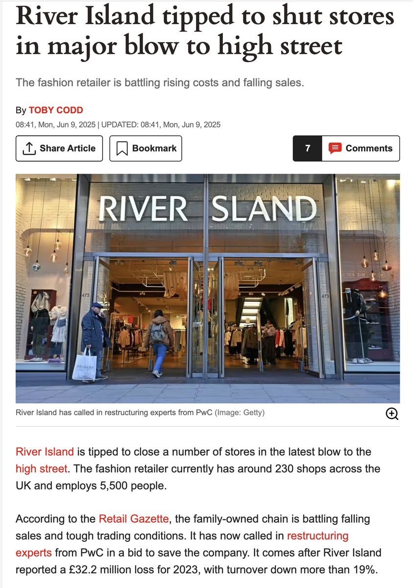 Looks like our efforts are paying off and the genocidal Lewis family that owns River Island are being forced to close stores.  Keep it up!

#BoycottRiverIsland
#DismantleZionism