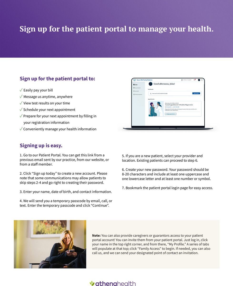LoneStarHealth's tweet image. 📣 Did you know we have a new electronic health record? Sign up for the patient portal! Signing up is easy and has many benefits.
See the flyer for information or visit hubs.ly/Q03rvYLw0.
#athenaone #ehr #healthcare #patient #patientportal #patient