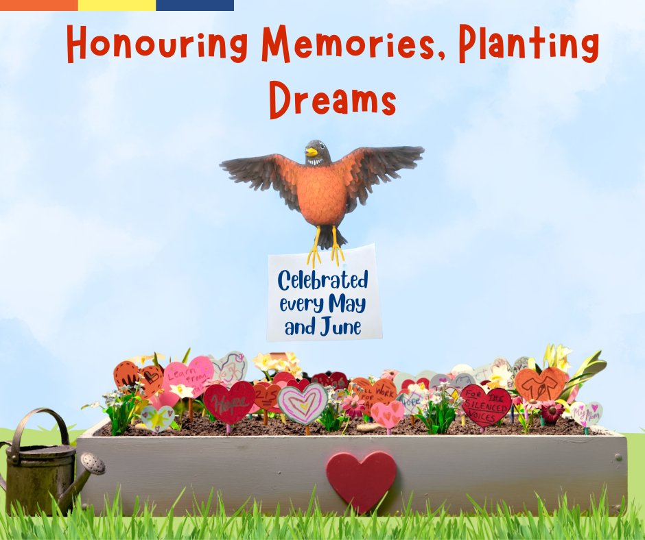 Getting ready to plant your #HeartGarden for #HonouringMemoriesPlantingDreams? Decorate your paper heart in a way that honours the children who attended or were lost to residential schools. You can find a template on our website 💛