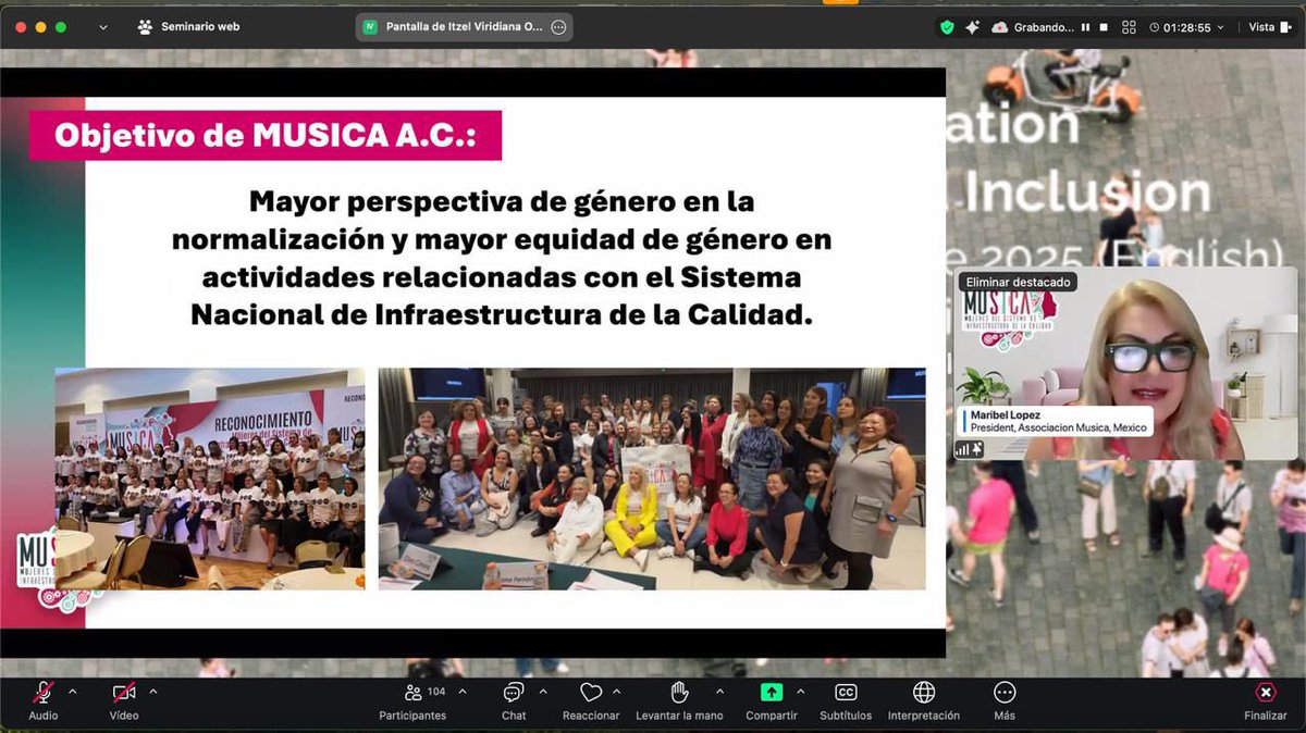 MILMMaribel's tweet image. Un gusto participar como presidenta de MUJERES, MUjeres del SIstema de la Infraestructura de la CAlidad, ac, @mujeres_snic en el webinar “Conversación Global sobre Igualdad el Inclusión” organizado por #IQnet. Una gran oportunidad para compartir y conocer más sobre el tema.